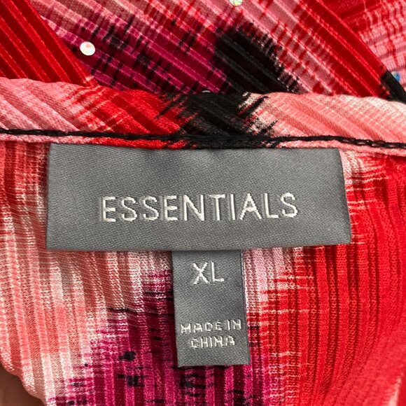 Vintage 00s‎ Y2K Essentials XL Red Black Shiny Pleated Embellished Babydoll Top - Picture 3 of 4